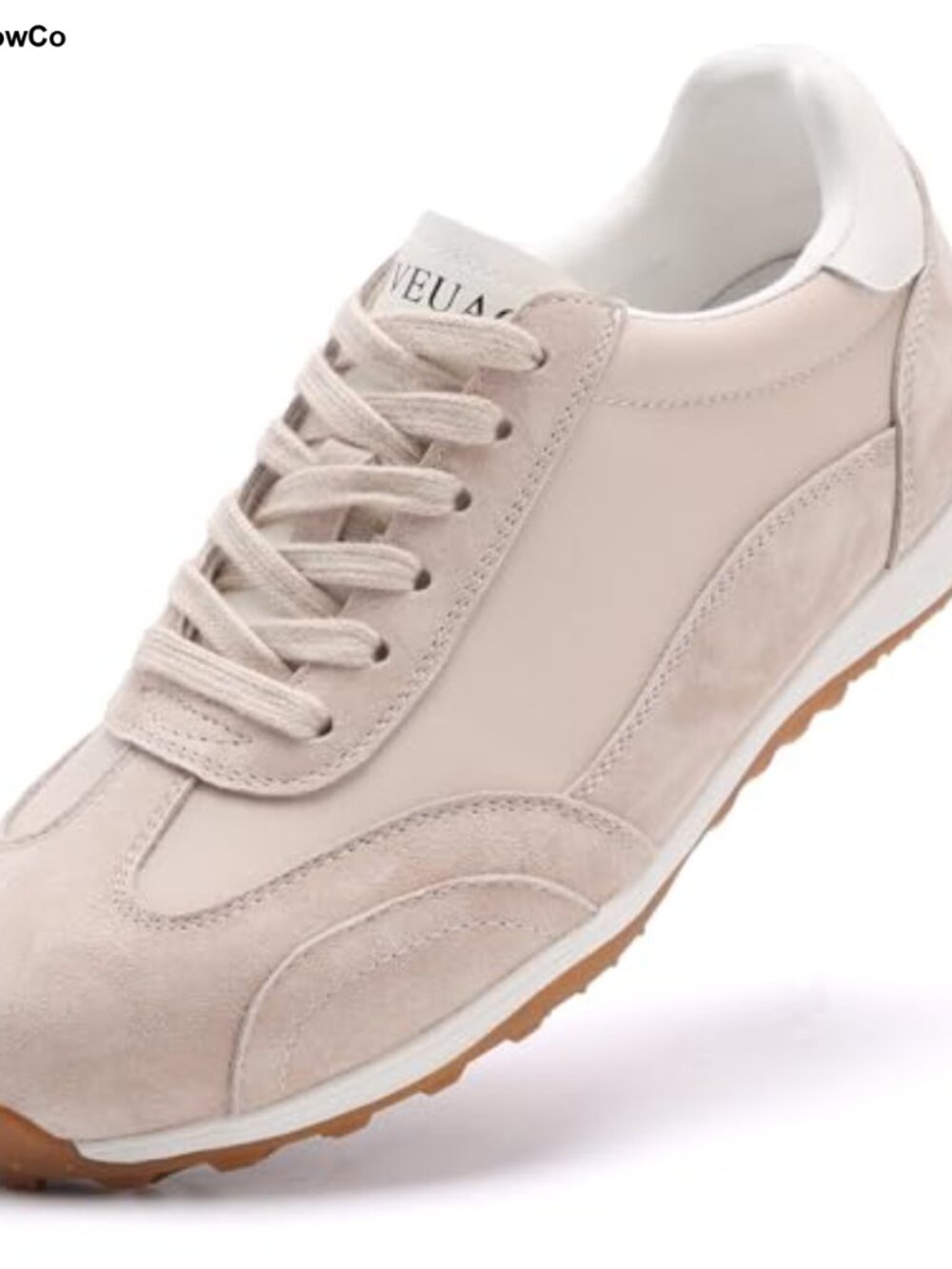 Women's Retro Lace-Up Sneakers Suede Leather Patchwork Gum Sole Casual